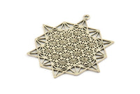Silver Ethnic Pendant, Antique Silver Plated Brass Ethnic Motif Pendants With 1 Loop, Findings, Earrings, Charms (61x57x1.5mm) N1082