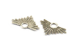 Silver Sun Pendant, 4 Antique Silver Plated Brass Sun Pendants (33x21mm) N0948