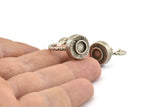 Silver Ring Settings, 2 Antique Silver Plated Brass Round Ring With 1 Stone Setting - Pad Size 6mm N1101