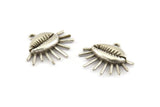 Silver Shell Charm, 2 Antique Silver Plated Brass Cowrie Shell Charms With 1 Loop, Findings, Pendants, Earrings (27x23mm) N1000