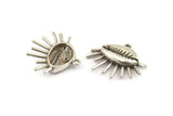 Silver Shell Charm, 2 Antique Silver Plated Brass Cowrie Shell Charms With 1 Loop, Findings, Pendants, Earrings (27x23mm) N1000