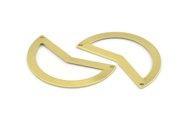 Brass Moon Charm, 10 Raw Brass Moon Charms With 2 Holes, Blanks (38x18x0.80mm) M229