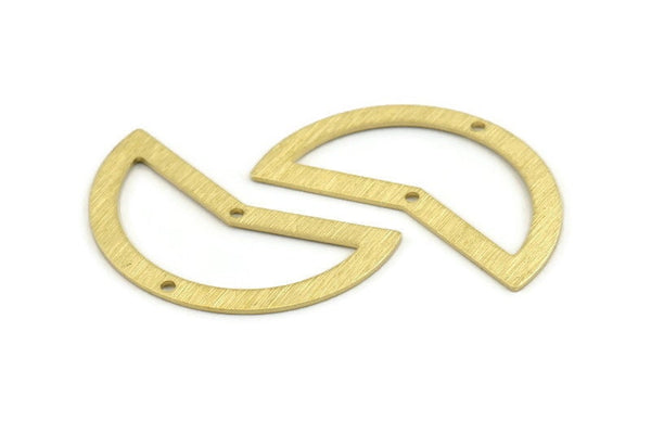 Brass Moon Charm, 10 Textured Raw Brass Moon Charms With 2 Holes, Blanks (38x18x0.80mm) M236