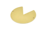 Brass Circle Charm, 4 Raw Brass Pizza Slice Pendants With 2 Holes, Findings (37x34x0.80mm) M213