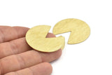 Brass Circle Blank, 4 Textured Raw Brass Pizza Slice Blanks, Findings (37x34x0.80mm) M206