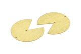 Brass Circle Charm, 4 Textured Raw Brass Pizza Slice Pendants With 2 Holes, Findings (37x34x0.80mm) M207
