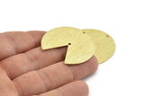 Brass Circle Charm, 4 Textured Raw Brass Pizza Slice Pendants With 2 Holes, Findings (37x34x0.80mm) M207
