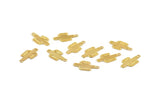 Gold Cactus Charm, 12 Gold Plated Brass Cactus Charms With 1 Loop, Earrings, Findings (14x7x0.30mm) F122