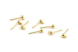 Gold Ball Earring, 12 Gold Plated Ball Stud Earrings - Pad With 4mm Hole Hook BS 1799