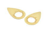 Gold Drop Charm, 4 Gold Plated Brass Drop Charms With 1 Hole, Findings (43x27x0.30mm) D1705