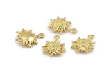 Gold Sun Charm, 4 Gold Plated Brass Sun Charms With 1 Loop, Findings (19x14xmm) N1198
