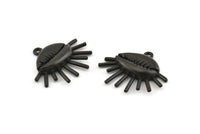 Black Shell Charm, 2 Oxidized Black Brass Cowrie Shell Charms With 1 Loop, Findings, Pendants, Earrings (27x23mm) N1000