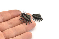 Black Shell Charm, 2 Oxidized Black Brass Cowrie Shell Charms With 1 Loop, Findings, Pendants, Earrings (27x23mm) N1000