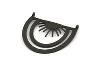 Siyah Güneş Kolye, 2 Oksitlenmiş Siyah Pirinç Güneş Kolye, 2 Halka (35x28x0,80 mm) N0971