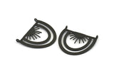 Siyah Güneş Kolye, 2 Oksitlenmiş Siyah Pirinç Güneş Kolye, 2 Halka (35x28x0,80 mm) N0971
