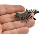 Moon and Sun, 2 Oxidized Black Brass Crescent Moon and Semi Sun Ethnic Pendants With 2 Loops, Findings (37x21x0.80mm) N0976 H0964