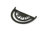 Black Sun Pendant, 2 Oxidized Black Brass Sunshine Pendant With 2 Loops (37x21x0.80mm) N0970 H1077