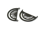 Black Sun Pendant, 2 Oxidized Black Brass Sunshine Pendant With 2 Loops (37x21x0.80mm) N0970 H1077