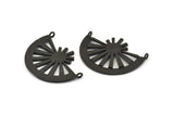 Black Ethnic Pendant, 2 Oxidized Black Brass Semi Circle Pendant With 2 Loops (36x27mm) N0972