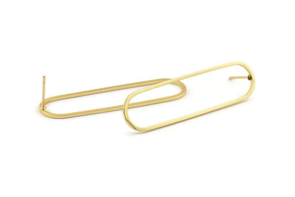 Altın Oval Küpe, 4 Altın Kaplama Pirinç Oval Küpe (50x13x1mm) D1288 A1251 Q0992