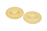 Gold Circle Charm, 2 Gold Plated Brass Circle Charms With 1 Hole, Earrings, Findings (40x0.30mm) D1417