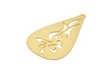 Gold Drop Charm, 4 Gold Plated Brass Drop Charms With 1 Hole, Findings (44x27x0.30mm) D1697