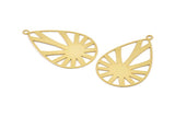 Gold Drop Charm, 4 Gold Plated Brass Drop Shaped Charms With 1 Loop, Findings (47x30x0.30mm) D1684