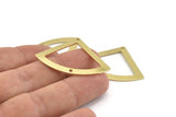 Brass Triangle Charm, 12 Raw Brass Fan Charms With 2 Holes, Connectors, Findings (40x28x0.80mm) M223