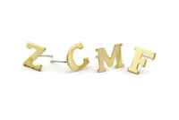 Stud Letter Earring, 8 Raw Brass Letter Alphabets, Uppercase, Letter Initial Blank For Personalized Earrings, Customize Letters