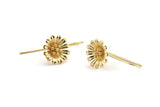 Gold Flower Earring, 2 Gold Plated Brass Flower Stud Earrings, Findings (16x0.70mm) N1199