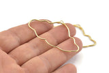 Gold Cloud Pendant, 2 Gold Plated Brass Cloud Wire Pendants With 1 Loop (51x30x1mm) E375