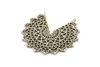 Silver Ethnic Pendant,  Antique Silver Plated Brass Ethnic Motif Pendants With 2 Loops, Findings, Charms (46x43mm) N1041