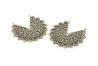 Silver Ethnic Pendant,  Antique Silver Plated Brass Ethnic Motif Pendants With 2 Loops, Findings, Charms (46x43mm) N1041