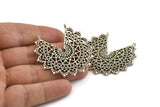 Silver Ethnic Pendant,  Antique Silver Plated Brass Ethnic Motif Pendants With 2 Loops, Findings, Charms (46x43mm) N1041