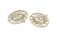 Silver Eye Charm, 2 Antique Silver Plated Brass Eye Charms With 1 Loop, Pendants, Earrings (36x31x1mm) N1102