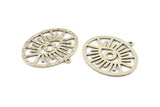 Silver Eye Charm, 2 Antique Silver Plated Brass Eye Charms With 1 Loop, Pendants, Earrings (36x31x1mm) N1102