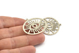 Silver Eye Charm, 2 Antique Silver Plated Brass Eye Charms With 1 Loop, Pendants, Earrings (36x31x1mm) N1102