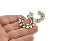Gümüş Kafatası Tılsımı, 2 Halkalı Antik Gümüş Kaplama Pirinç Kafatası Kolye, Buluntular (34x2mm) N1037