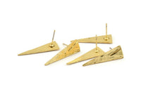 Gold Triangle Earring, 4 Gold Plated Brass Triangle Stud Earrings (27x9x1mm) N0953 H0986