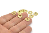 Brass Circle Charm, 50 Raw Brass Circle Charms With 1 Hole, Findings (10x0.80mm) M038