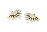 Silver Sun Charm, 2 Antique Silver Plated Brass Sunshine Charms With 1 Loop, Pendants, Earrings (29x22x1.5mm) N1050