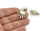Silver Sun Charm, 2 Antique Silver Plated Brass Sunshine Charms With 1 Loop, Pendants, Earrings (29x22x1.5mm) N1050