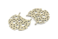Silver Sponge Pendant, Antique Silver Plated Brass Sponge Charms With 2 Loops, Findings (40x39x1mm) N1051