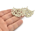 Silver Sponge Pendant, Antique Silver Plated Brass Sponge Charms With 2 Loops, Findings (40x39x1mm) N1051