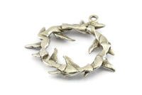 Silver Birds Charm,  Antique Silver Plated Brass Birds Charms With 1 Loops, Pendants, Findings (35mm) N1003