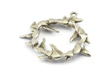 Silver Birds Charm,  Antique Silver Plated Brass Birds Charms With 1 Loops, Pendants, Findings (35mm) N1003