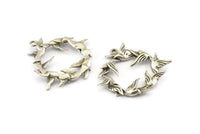 Silver Birds Charm,  Antique Silver Plated Brass Birds Charms With 1 Loops, Pendants, Findings (35mm) N1003