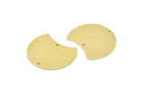 Brass Moon Charm, 6 Raw Brass Moon Stamping Blanks With 2 Holes, Connectors (28x21x0.80mm) M051