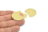 Brass Moon Charm, 6 Raw Brass Moon Stamping Blanks With 2 Holes, Connectors (28x21x0.80mm) M051