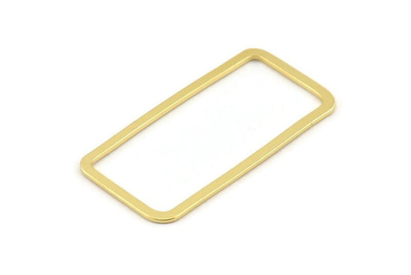 Gold Rectangle Charm, 4 Gold Plated Brass Open Rectangle Connectors (20x40x2x1mm) D1648